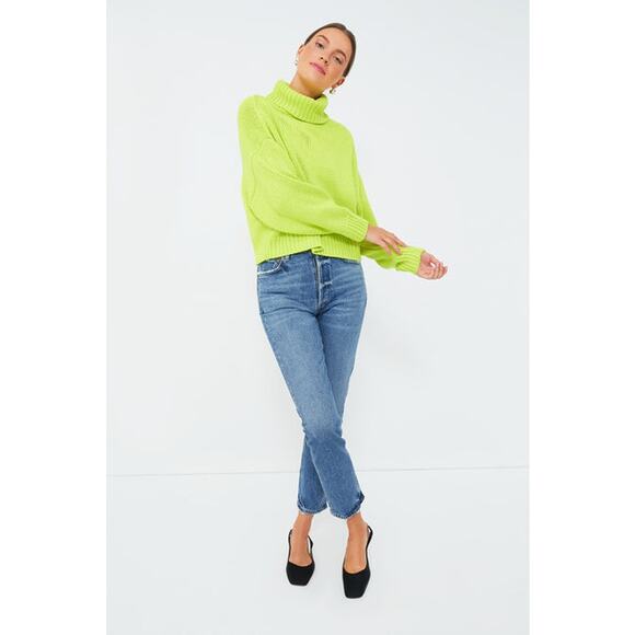 NWT 525 America Edie Peridot Lime Chunky Turtleneck Sweater – Size XS - Picture 4 of 11